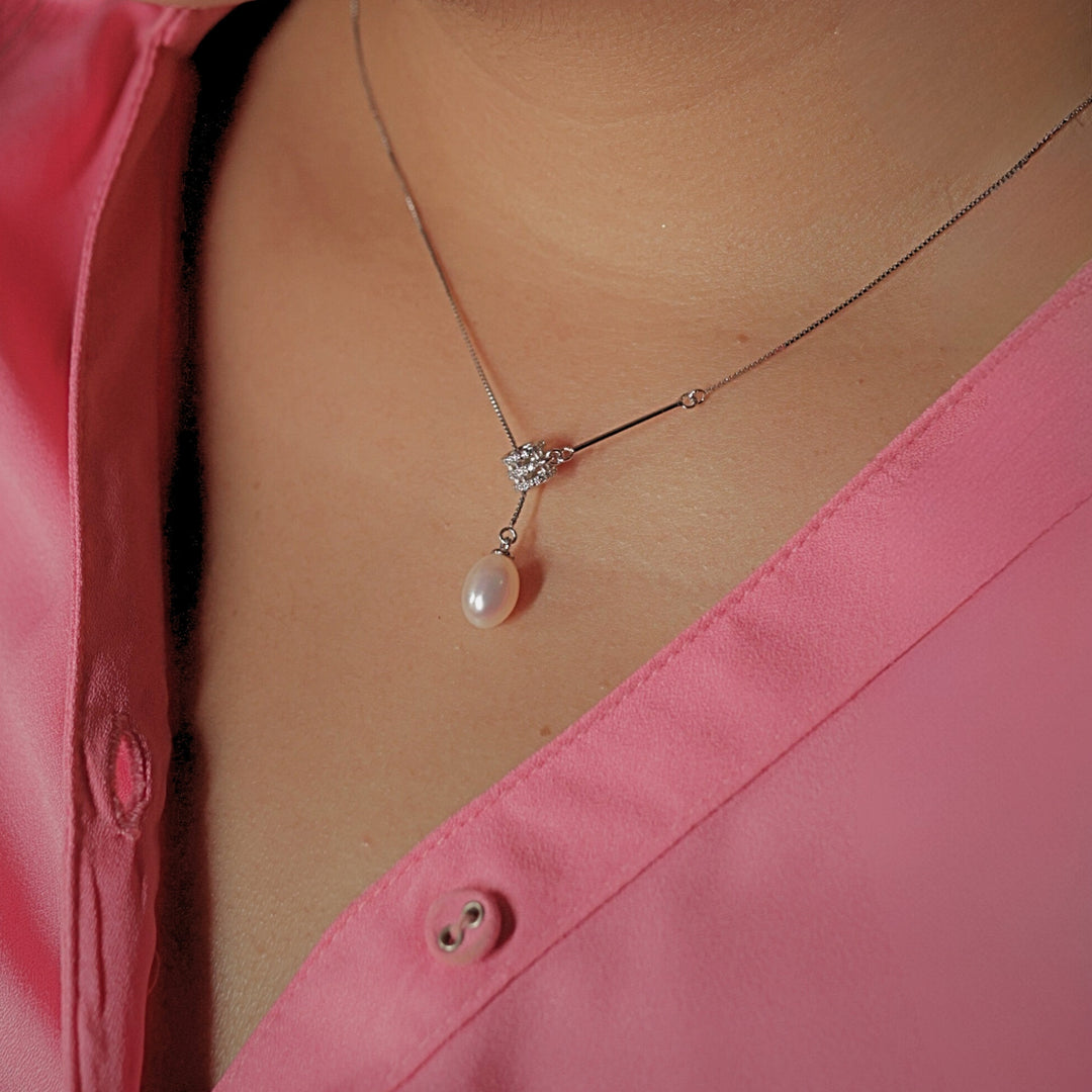 Luna Pearl Drop Sterling Silver Pendant Chain