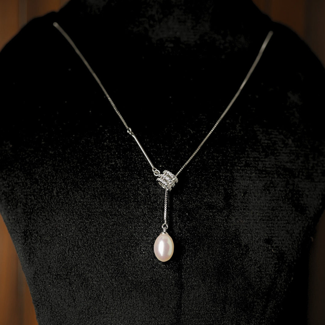 Luna Pearl Drop Sterling Silver Pendant Chain