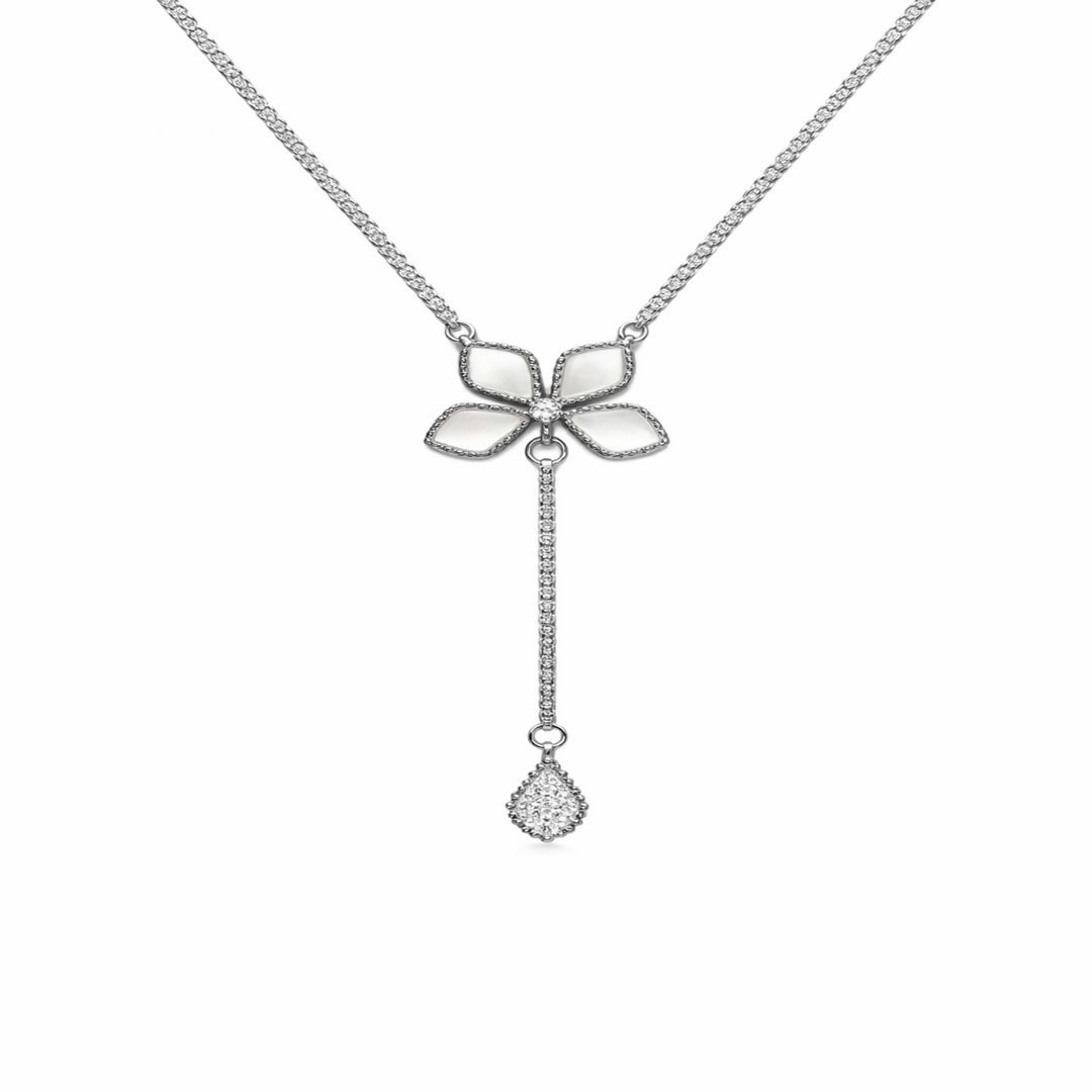 Elegant Sterling Silver Floral Pendant Chain