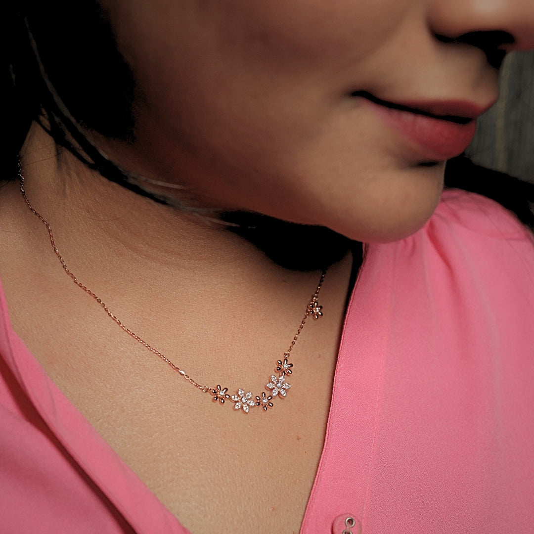 Floral Silver Chain Necklace