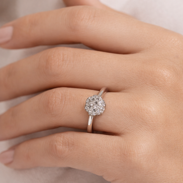 925 Sterling Silver CZ Cluster Ring