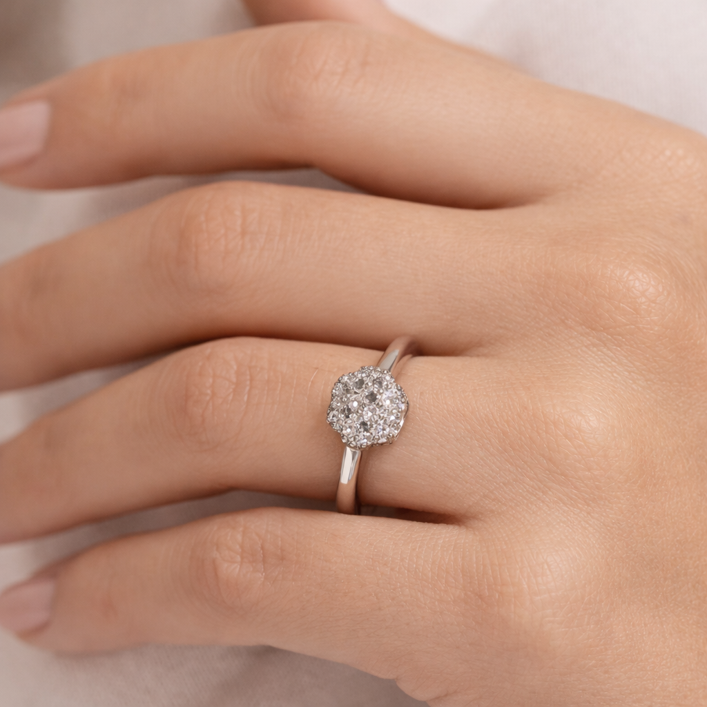 925 Sterling Silver CZ Cluster Ring