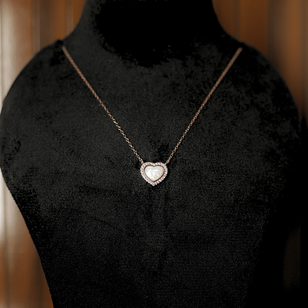 Rose Gold Plated Silver Heart CZ Pendant Necklace