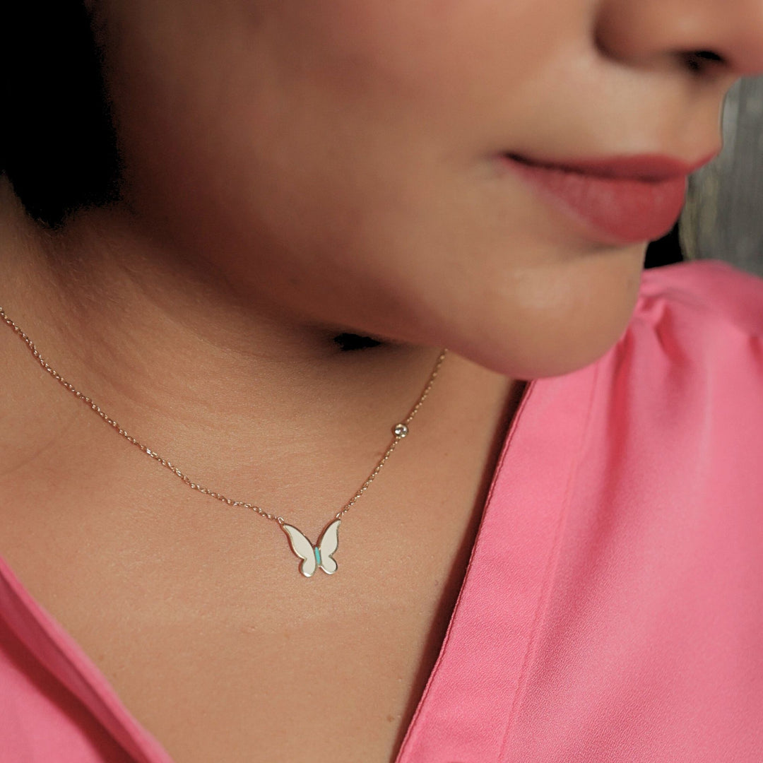 Elegant Butterfly Gold Tone Silver Pendant for Women