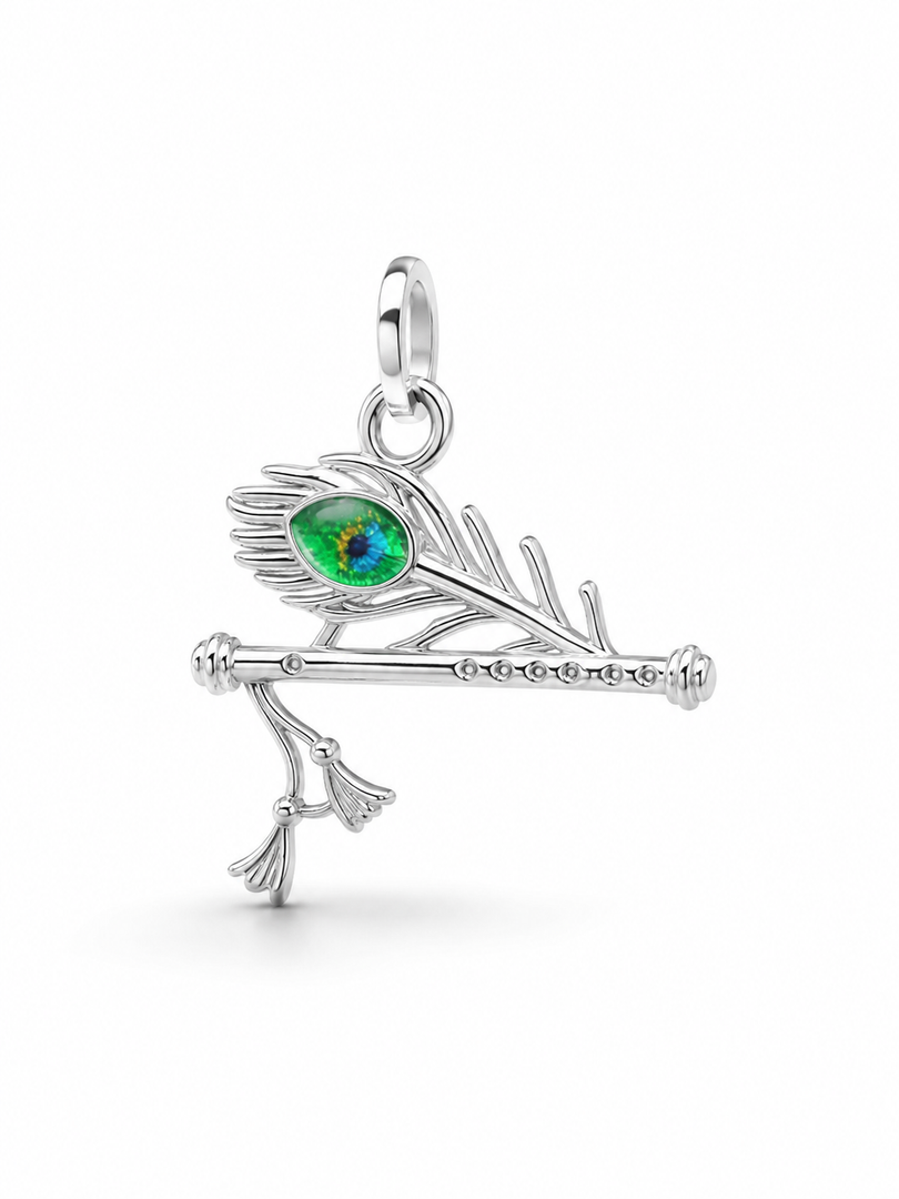 Elegant Krishna Flute & Morpankh Pendant ✨