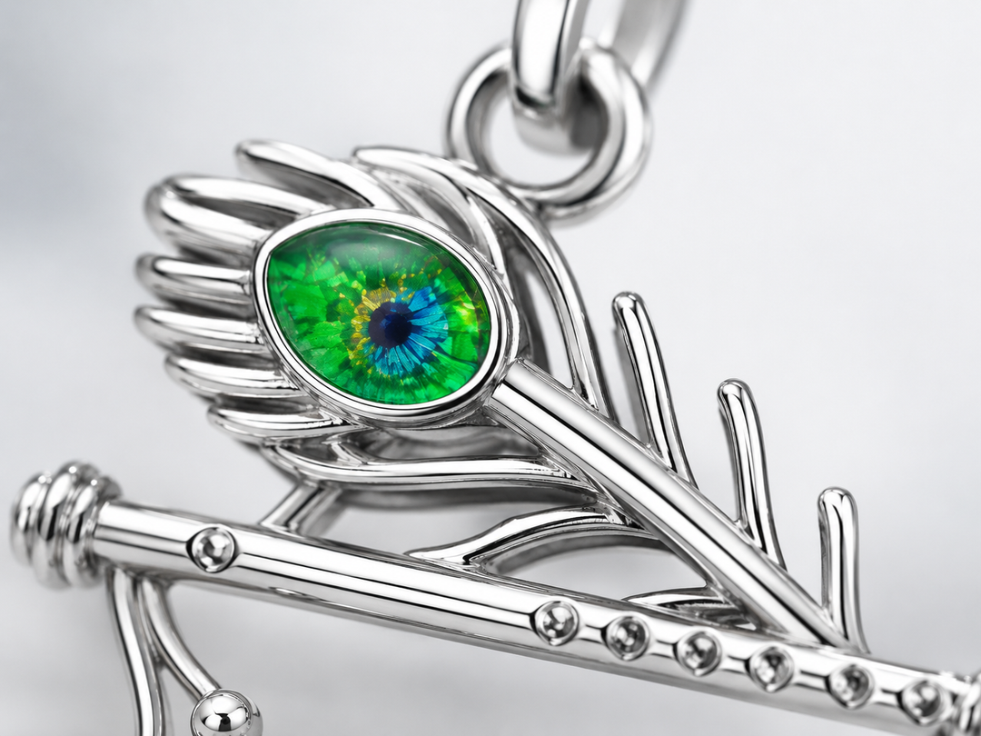Elegant Krishna Flute & Morpankh Pendant ✨