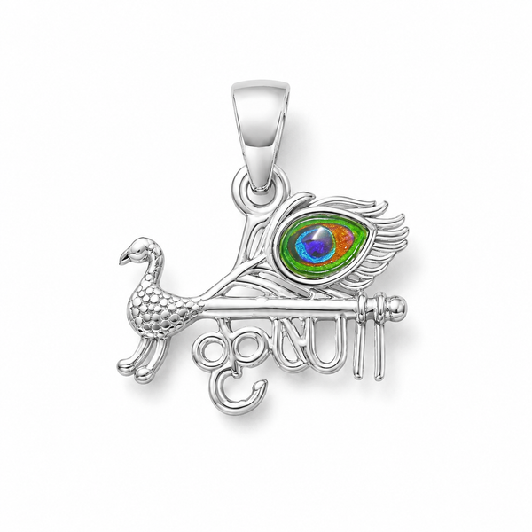 925 Sterling Silver krishna & peacock Pendant