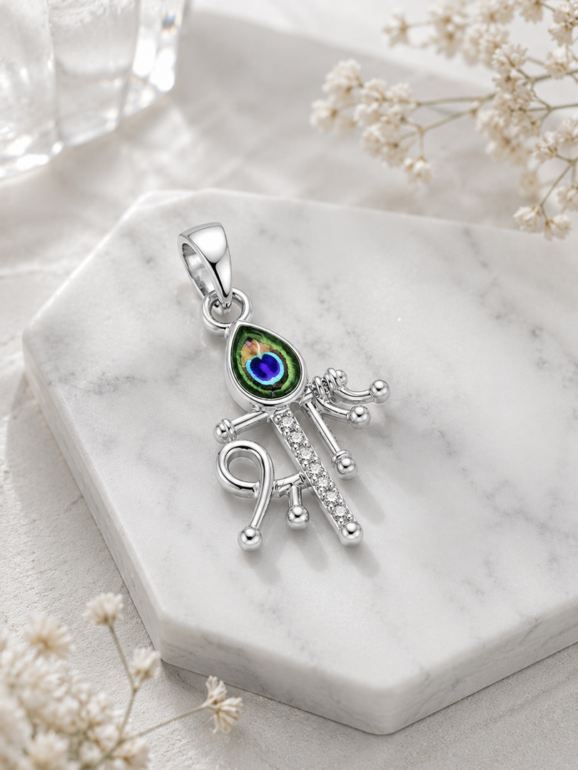 925 Sterling Silver Krishna Flute Pendant ✨