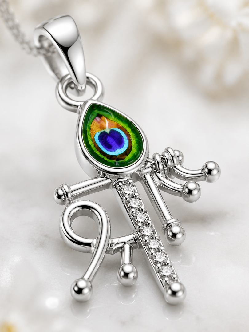 925 Sterling Silver Krishna Flute Pendant ✨