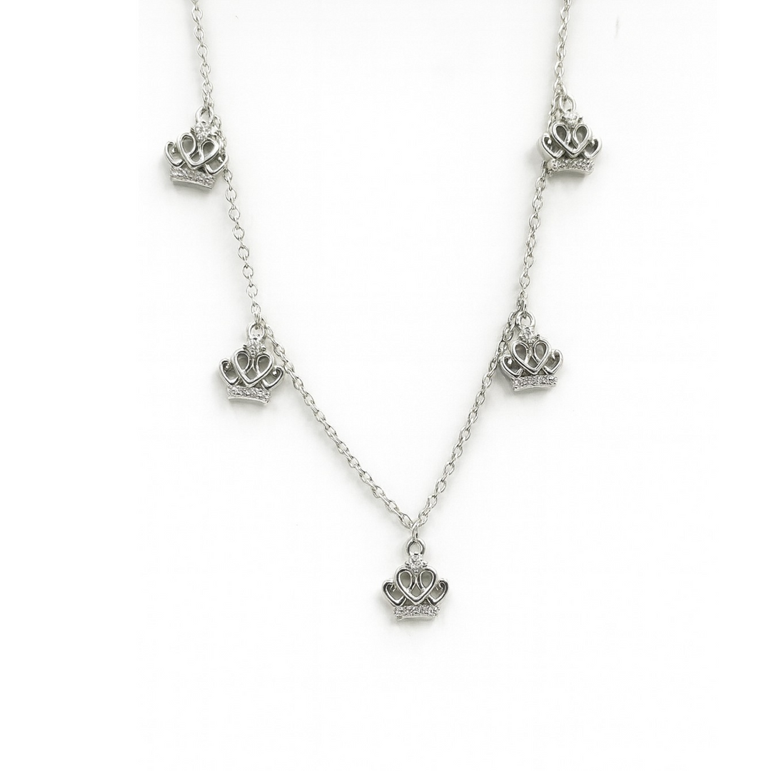 925 Sterling Silver Crown Charm Necklace Silver Ocean 925 Sterling Silver Crown Charm Necklace
