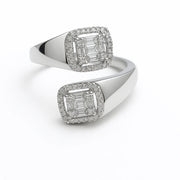 925 Sterling Silver Dual Halo Ring - SILVER OCEAN 925 Sterling Silver Dual Halo Ring