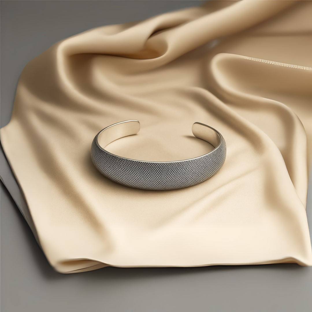 Luxury Textured 925 Silver Kada for Women – Contemporary Open Bangle - SILVER OCEAN Luxury Textured 925 Silver Kada for Women – Contemporary Open Bangle