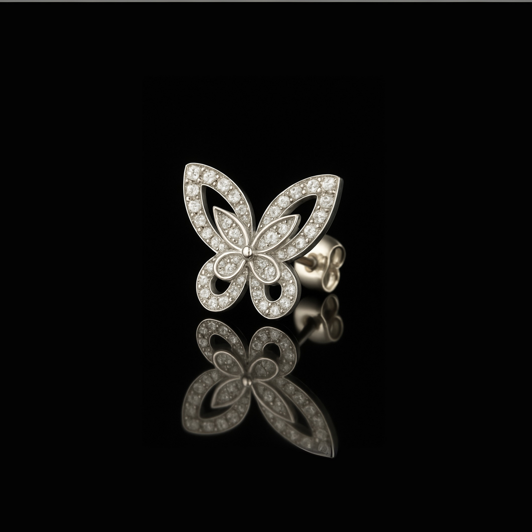 925 Sterling Silver Butterfly Earrings – Stud Design with Sparkling CZ Stones Silver Ocean 925 Sterling Silver Butterfly Earrings – Stud Design with Sparkling CZ Stones
