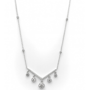 Luxury V-Shape Sterling Silver Necklace with Shimmering CZ Drops Silver Ocean Luxury V-Shape Sterling Silver Necklace with Shimmering CZ Drops