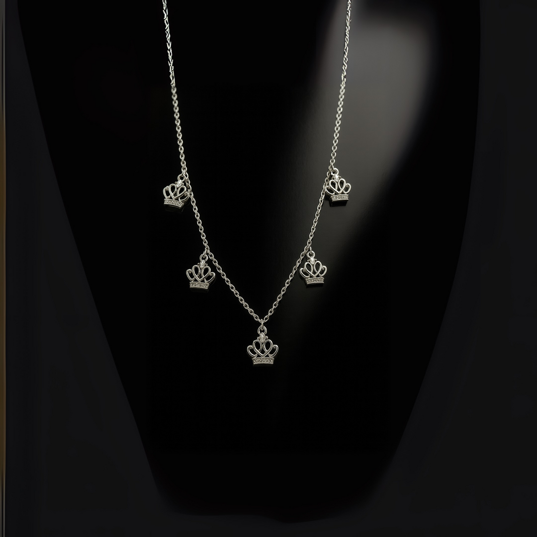 925 Sterling Silver Crown Charm Necklace Silver Ocean 925 Sterling Silver Crown Charm Necklace