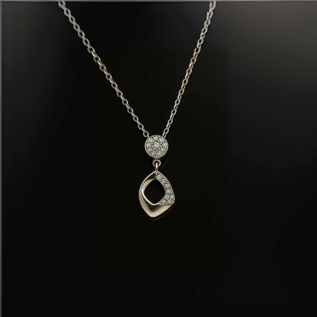 Elegant 925 Sterling Silver Geometric Pendant Necklace with Cubic Zirconia Silver Ocean Elegant 925 Sterling Silver Geometric Pendant Necklace with Cubic Zirconia