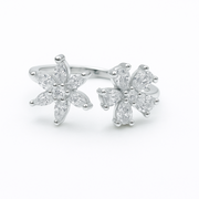 Blossom Dual-Flower Adjustable Silver Ring - SILVER OCEAN Blossom Dual-Flower Adjustable Silver Ring