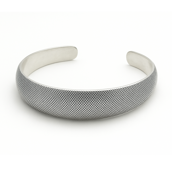 Luxury Textured 925 Silver Kada for Women – Contemporary Open Bangle - SILVER OCEAN Luxury Textured 925 Silver Kada for Women – Contemporary Open Bangle