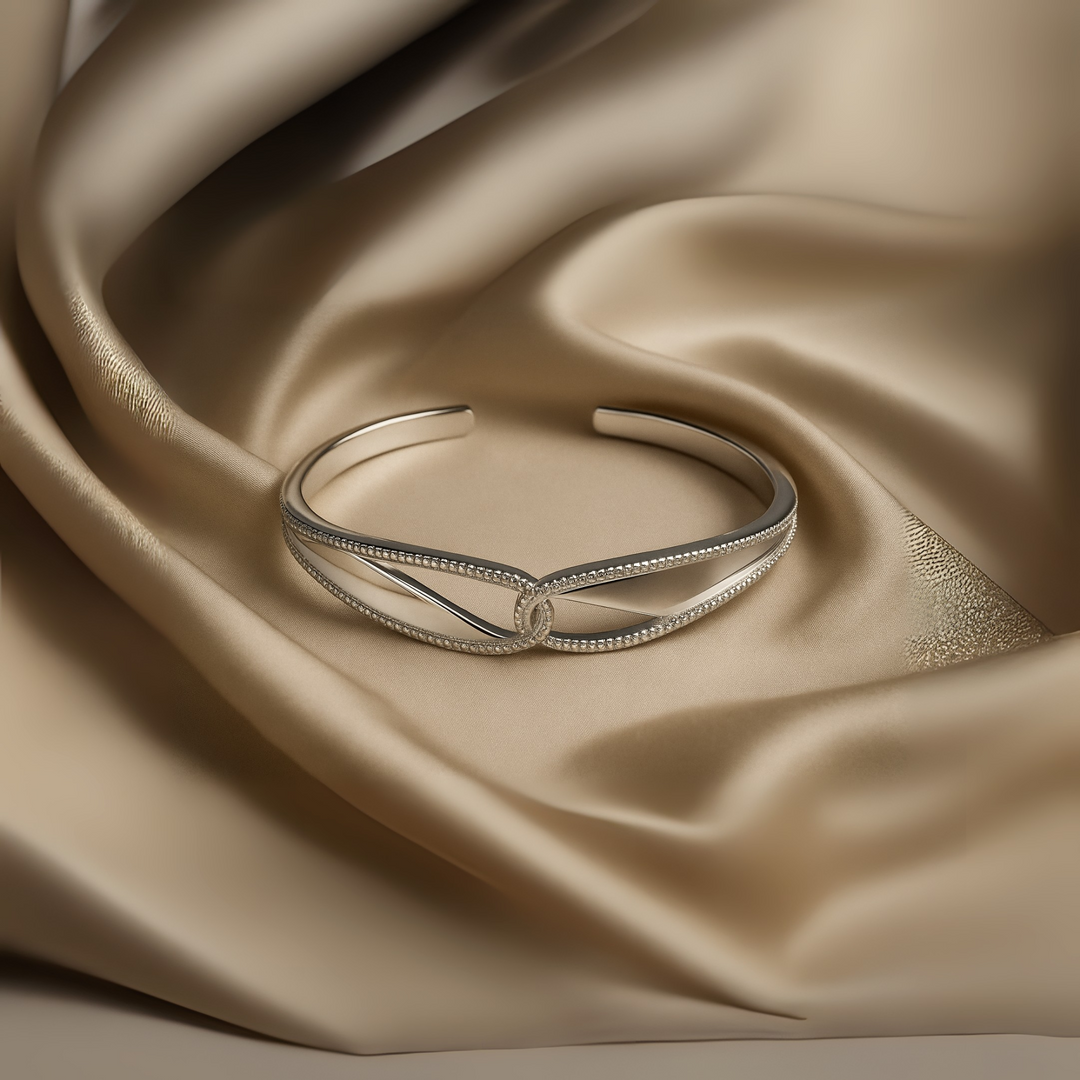 925 Sterling Silver Open Cuff Kada with Intricate Leaf Motif - SILVER OCEAN 925 Sterling Silver Open Cuff Kada with Intricate Leaf Motif