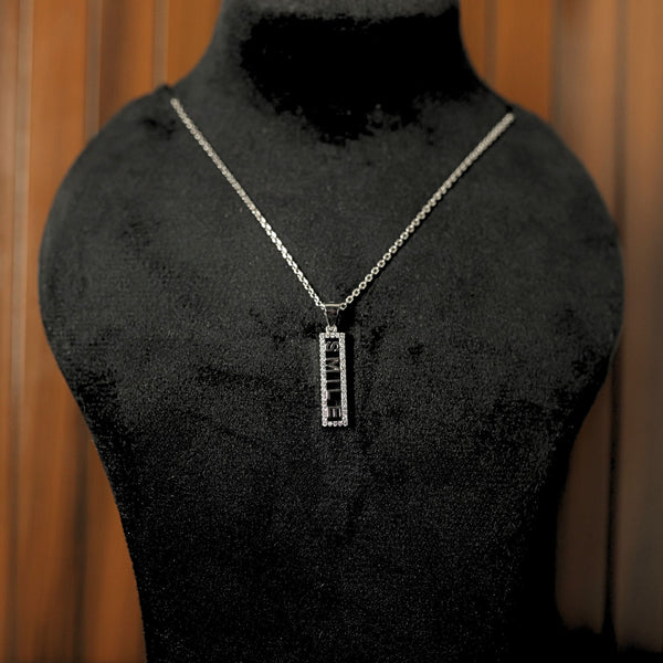 925 Sterling Silver “SMILE” Name CZ Pendant with Chain