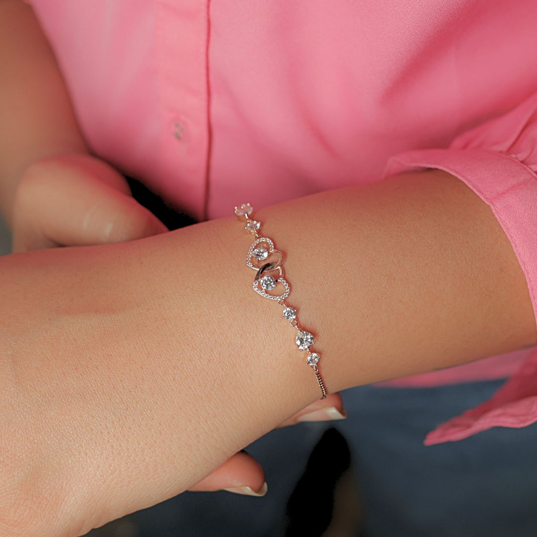 Blush Love 925 Silver Rose Gold Heart Bracelet
