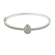 Premium 925 Sterling Silver Kada with Teardrop Diamond Accent – Elegant Women’s Bracelet - SILVER OCEAN Premium 925 Sterling Silver Kada with Teardrop Diamond Accent – Elegant Women’s Bracelet