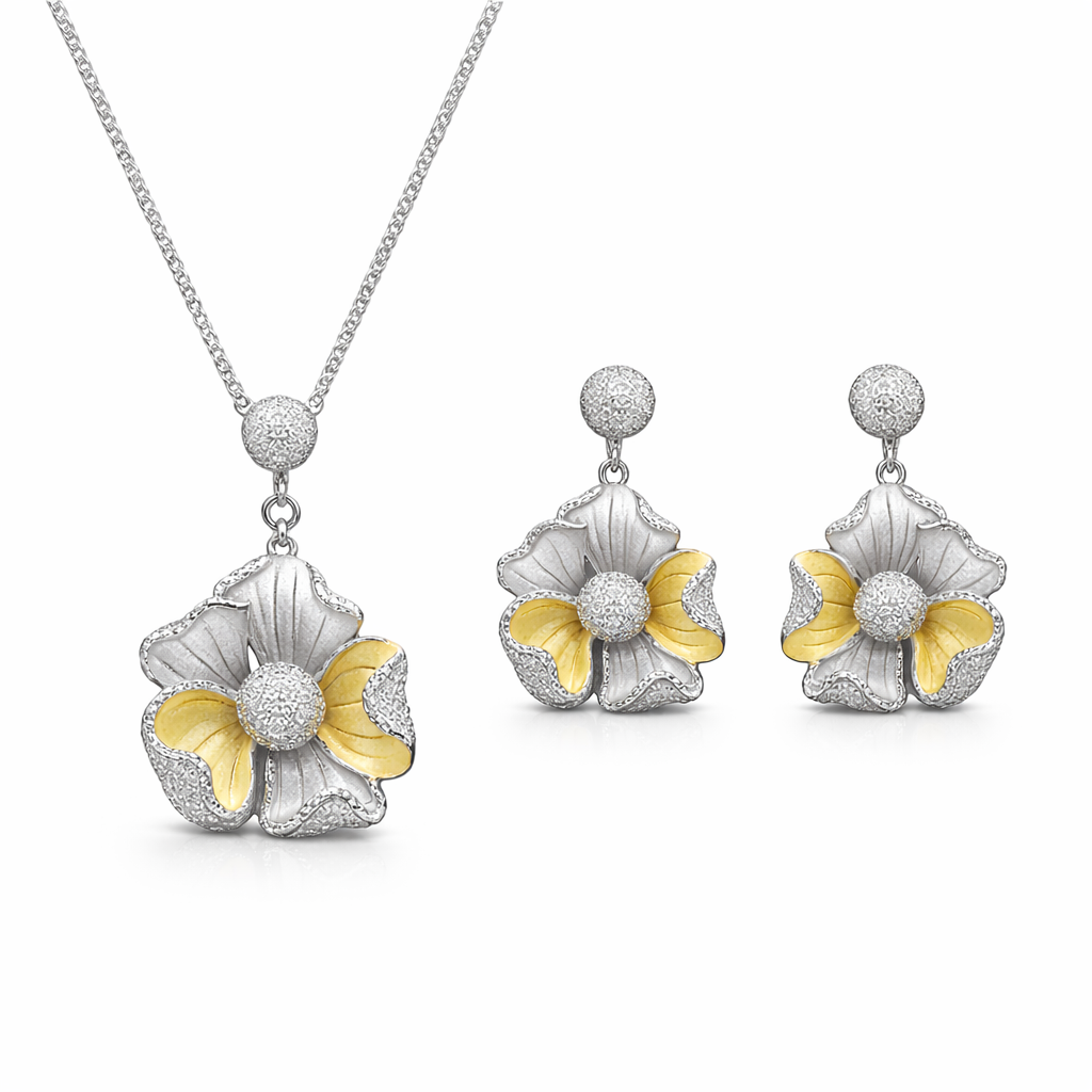 Haldi Bloom Sterling Silver Jewelry Set